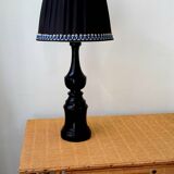 Art deco wooden lamp 1930 and couture lampshade
