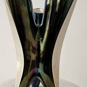 Vase sculptural tripode Verceram – Céramique émaillée irisée – Années 50–60