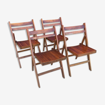 Lot of 4 wooden folding chairs