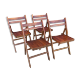 Lot of 4 wooden folding chairs