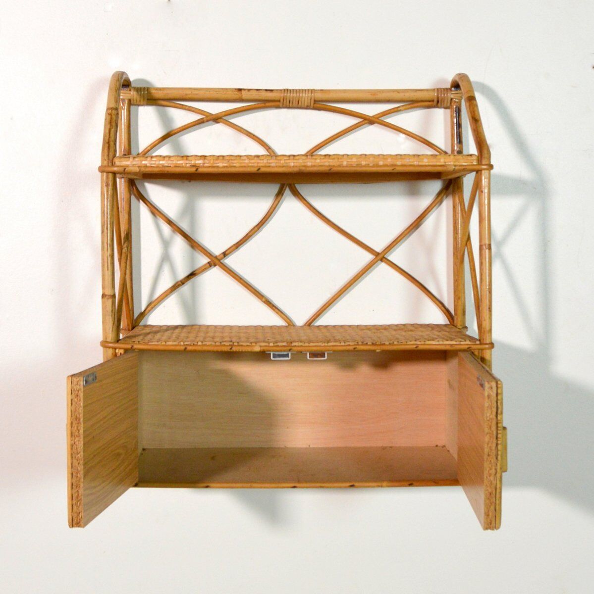 Bamboo shelf and vintage rattan 1960s