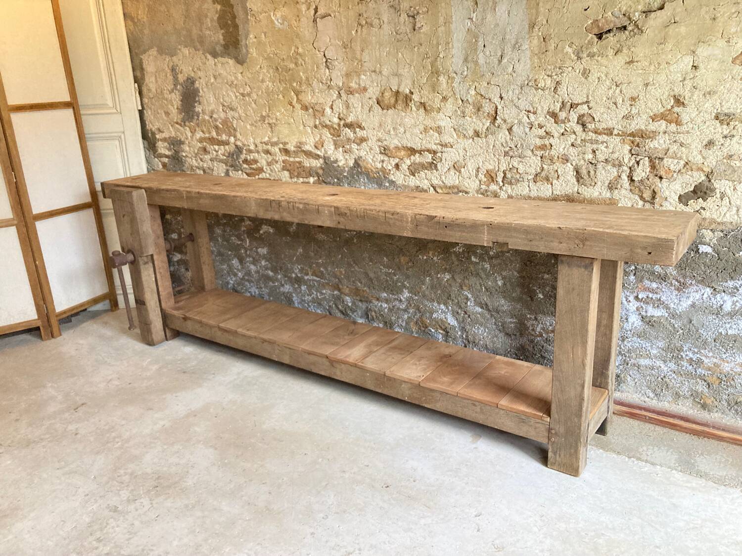 XXL solid oak console workbench