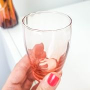 Lot of 11 vintage verrine pink glass liqueur glasses