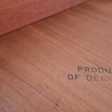 Danish 1960s teak coffee table with slatted shelf.
