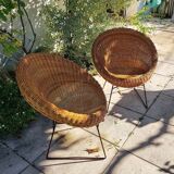 Pair of 1960s wicker armchairs