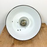Industrial Blue Enamel and Cast Iron Pendant Light with Glass Cover, 1960s