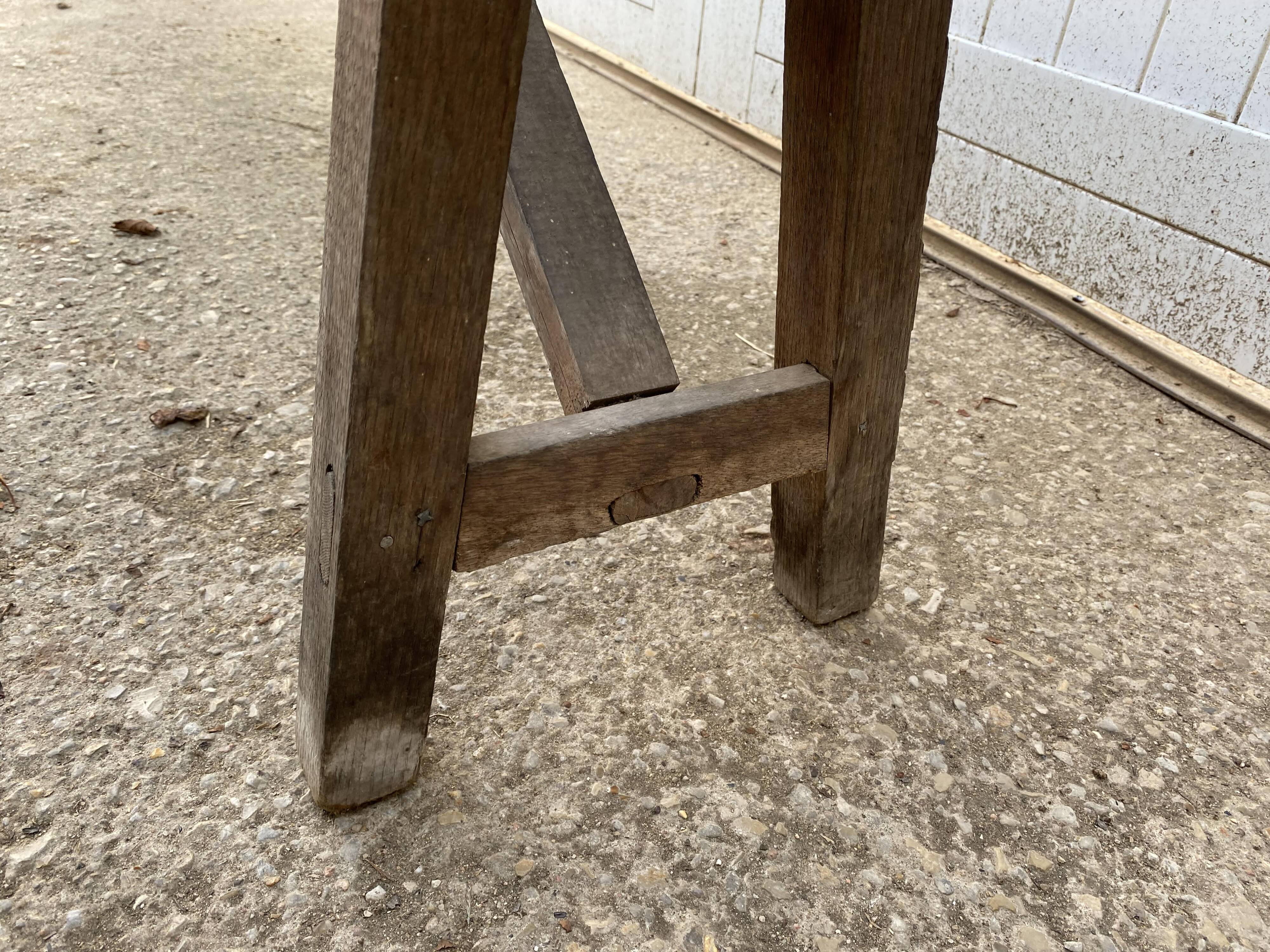 Pair of 2m solid oak wood farm benches for rustic farm table 1900