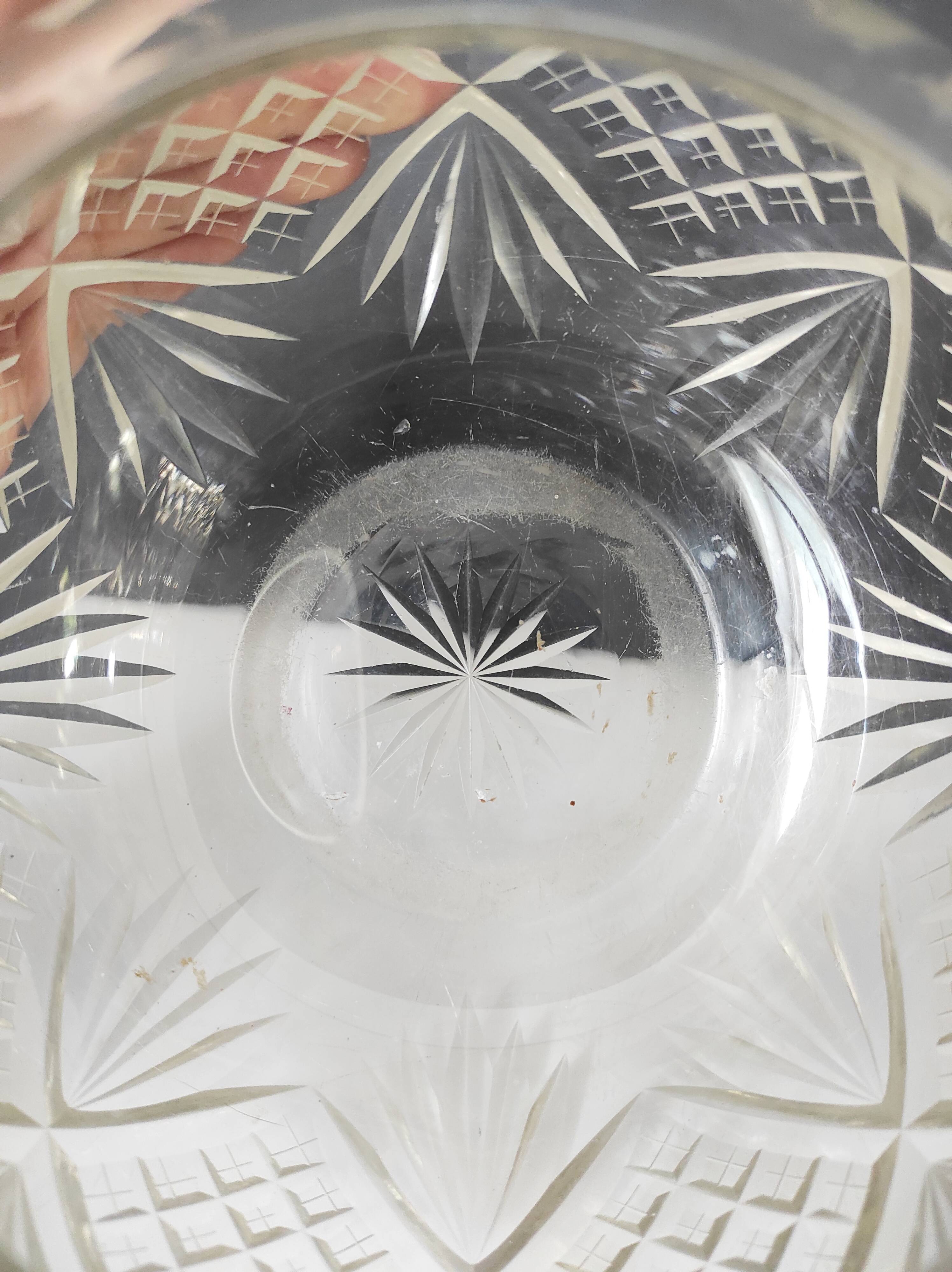 Cut crystal ball vase
