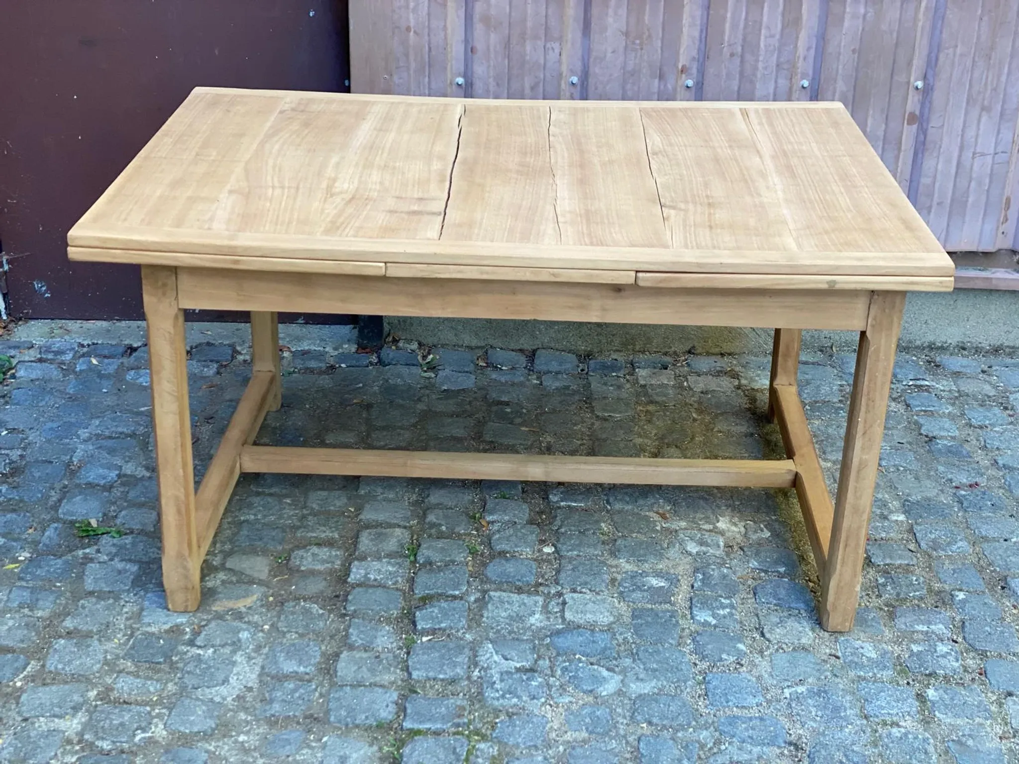 Renovated extendable farmhouse table in solid wood 140-240cm 1960