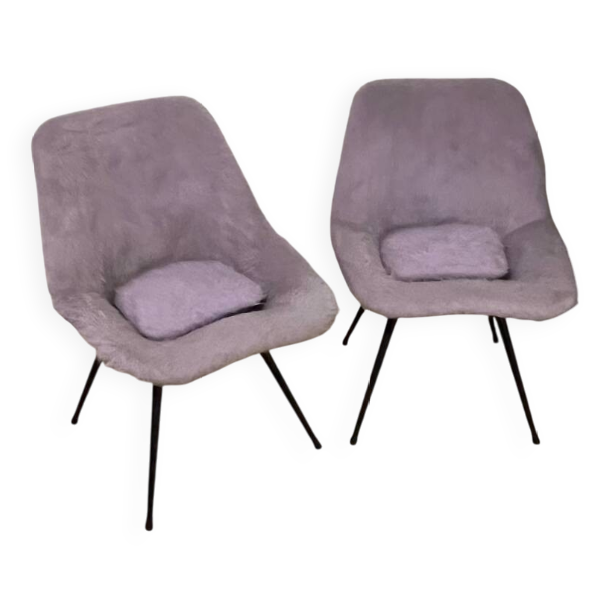 Pair of furry armchairs
