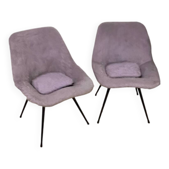 Pair of furry armchairs