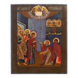 19th Century oak Traditional Religious Icon Saint Healing a Sick Person