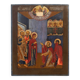 19th Century oak Traditional Religious Icon Saint Healing a Sick Person