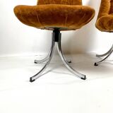 Pair of  chairs - 1970´s - chrome and brown velvet