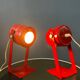 Set (2) of vintage red space age desk lamps