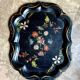 Mâché paper plateau painted and inlaid with mother-of-pearl, Napoléon III period.