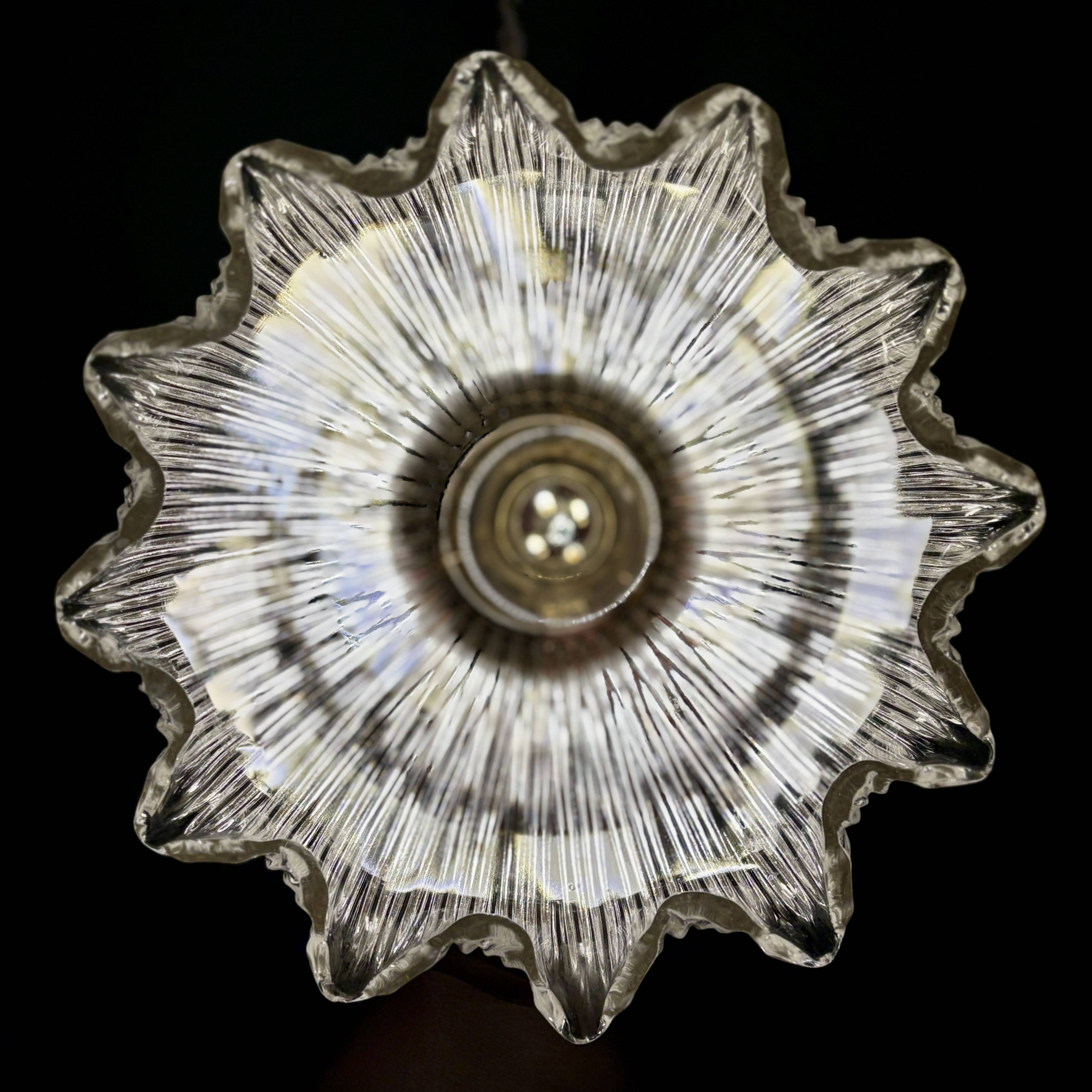 Vintage Holophane Glass Pendant Lampshade (HU1)