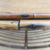 4 armchairs and a coffee table made of rattan and bamboo wood, vintage.