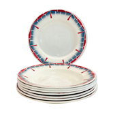 8 assiettes creuses ceranord st amand boulingrin rose et bleu
