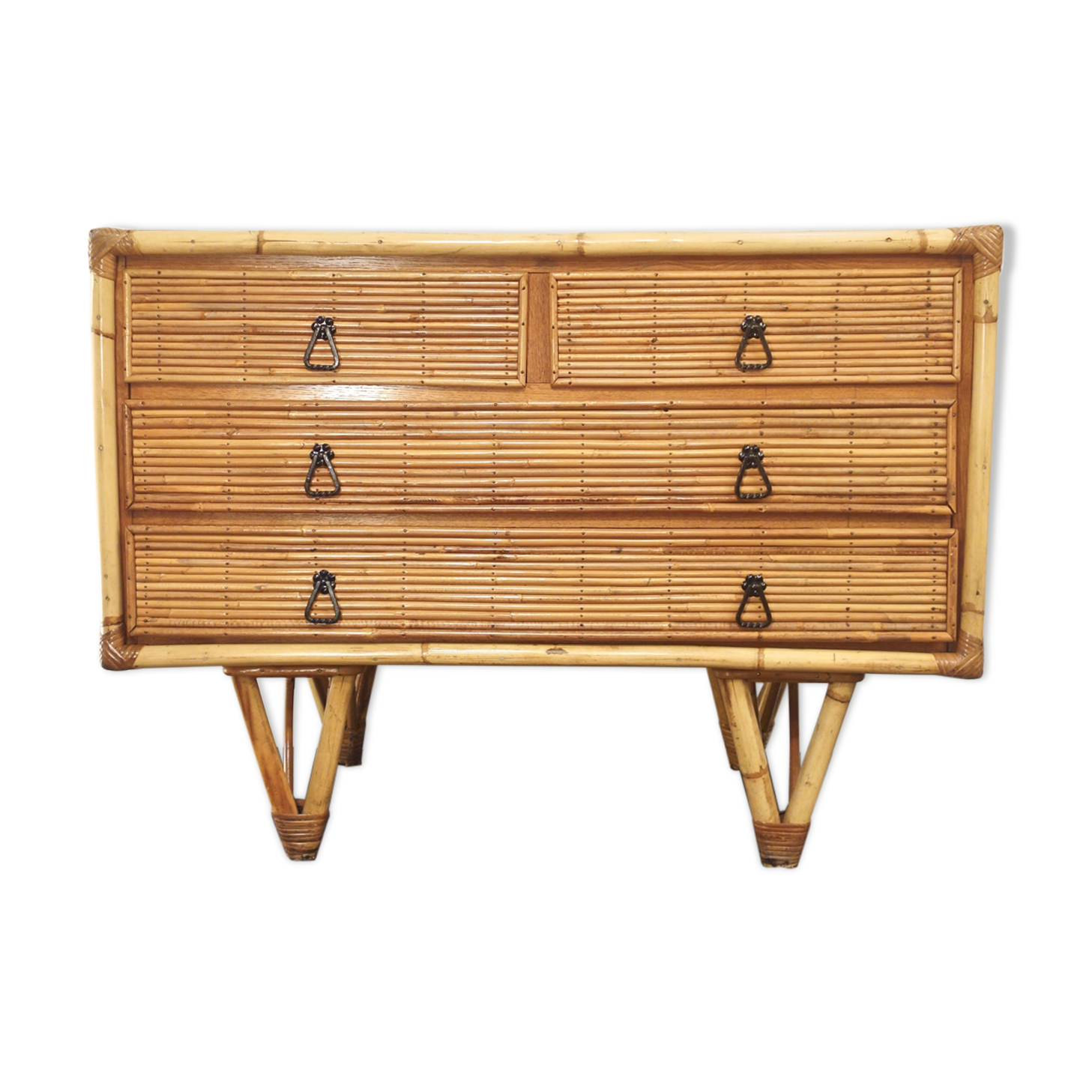 Rattan and bamboo chest of drawers
