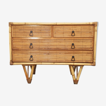 Rattan and bamboo chest of drawers