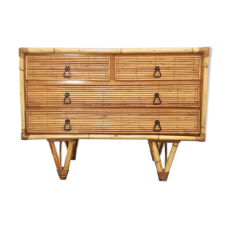 Rattan and bamboo chest of drawers