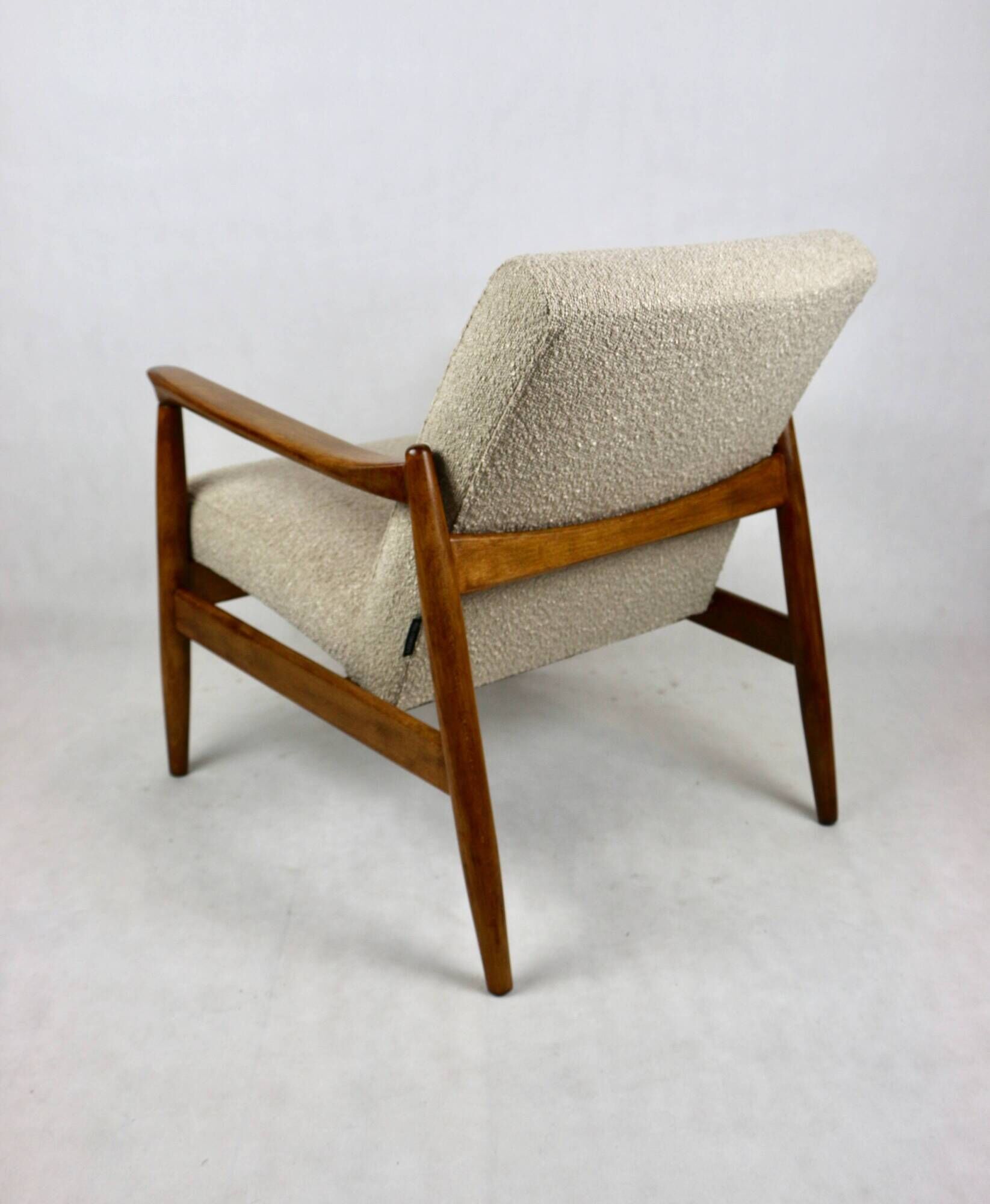 GFM-64 armchair, design by Edmund Homa from the 70s, beige boucle