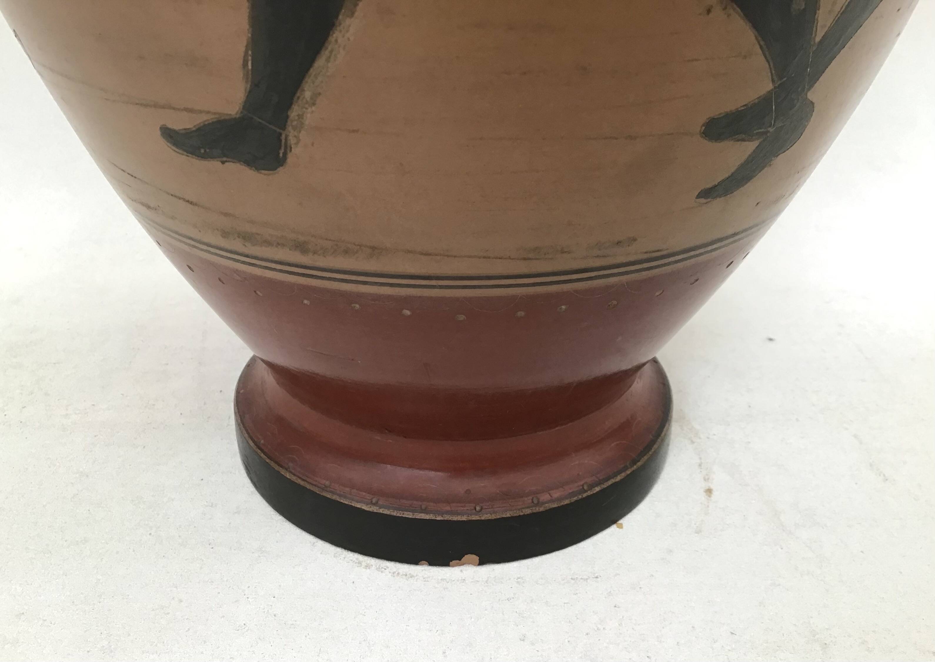 Reproduction of a Greek Attic-style black-figure vase depicting warriors