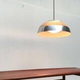 German pendant lamp in aluminium and glass from the Mid-Century space by Doria, 1960s.