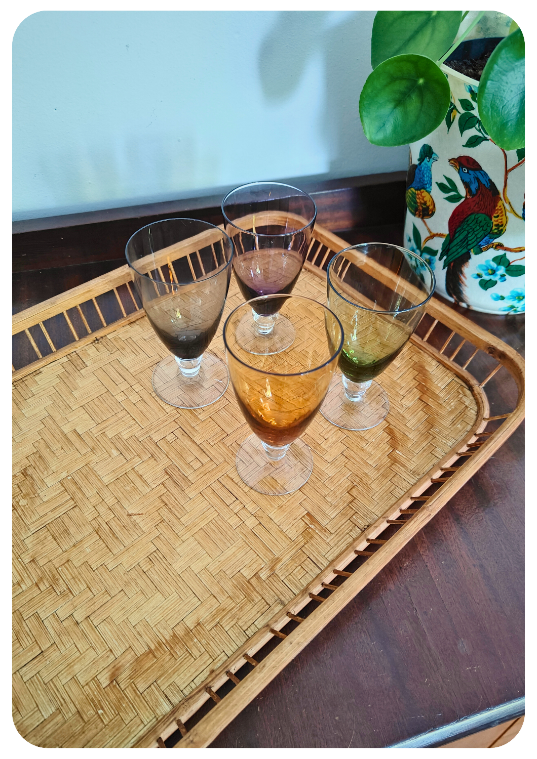 1960s Woven Bananaleaf & Rattan Serving Tray