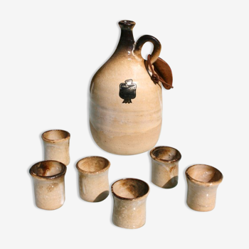 Service à liqueur 7 pièces signé, carafe et 6 verres