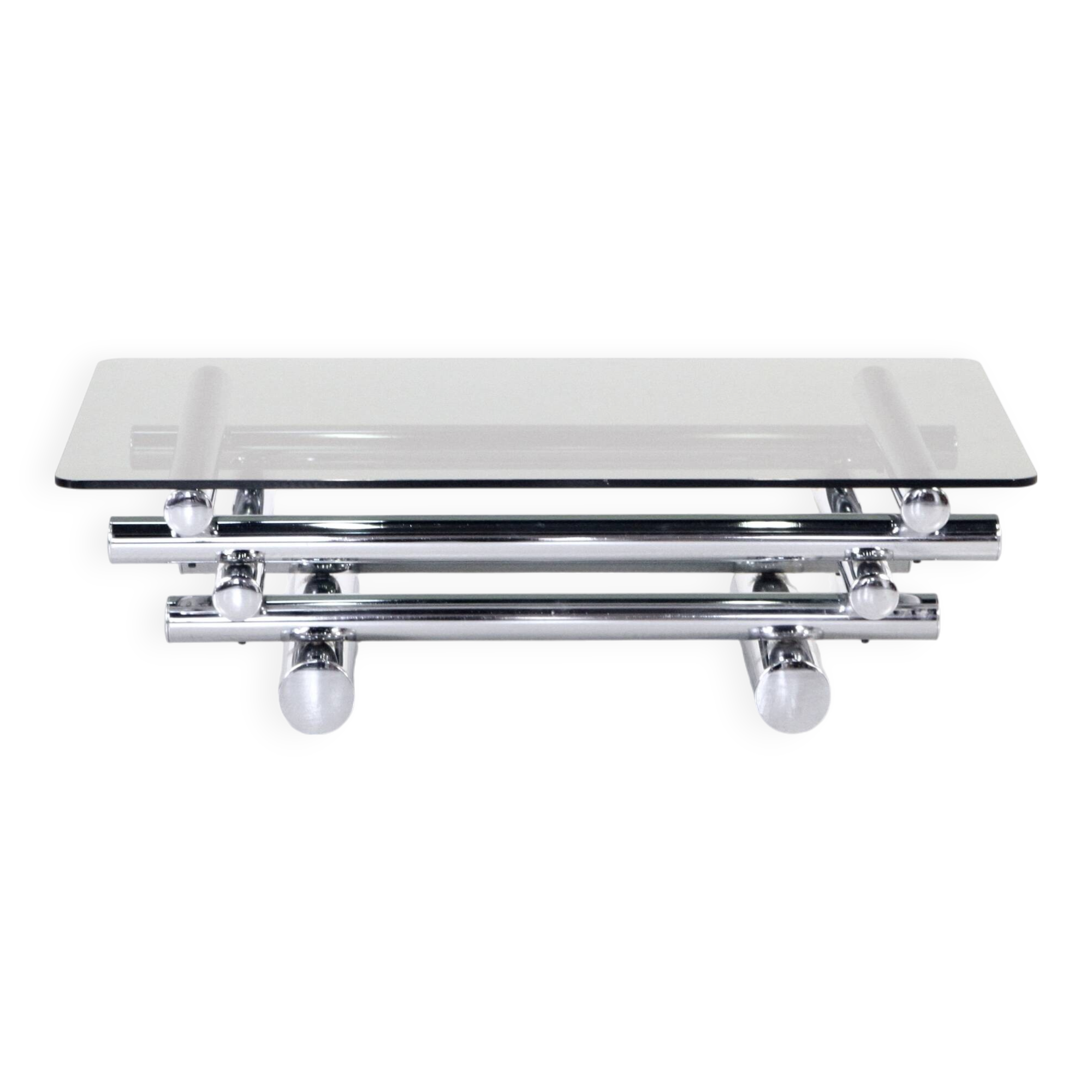 Midcentury 1970s Italian Stacked Chrome Coffee Table