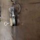 Industrial metal locker room patinated rounded corners