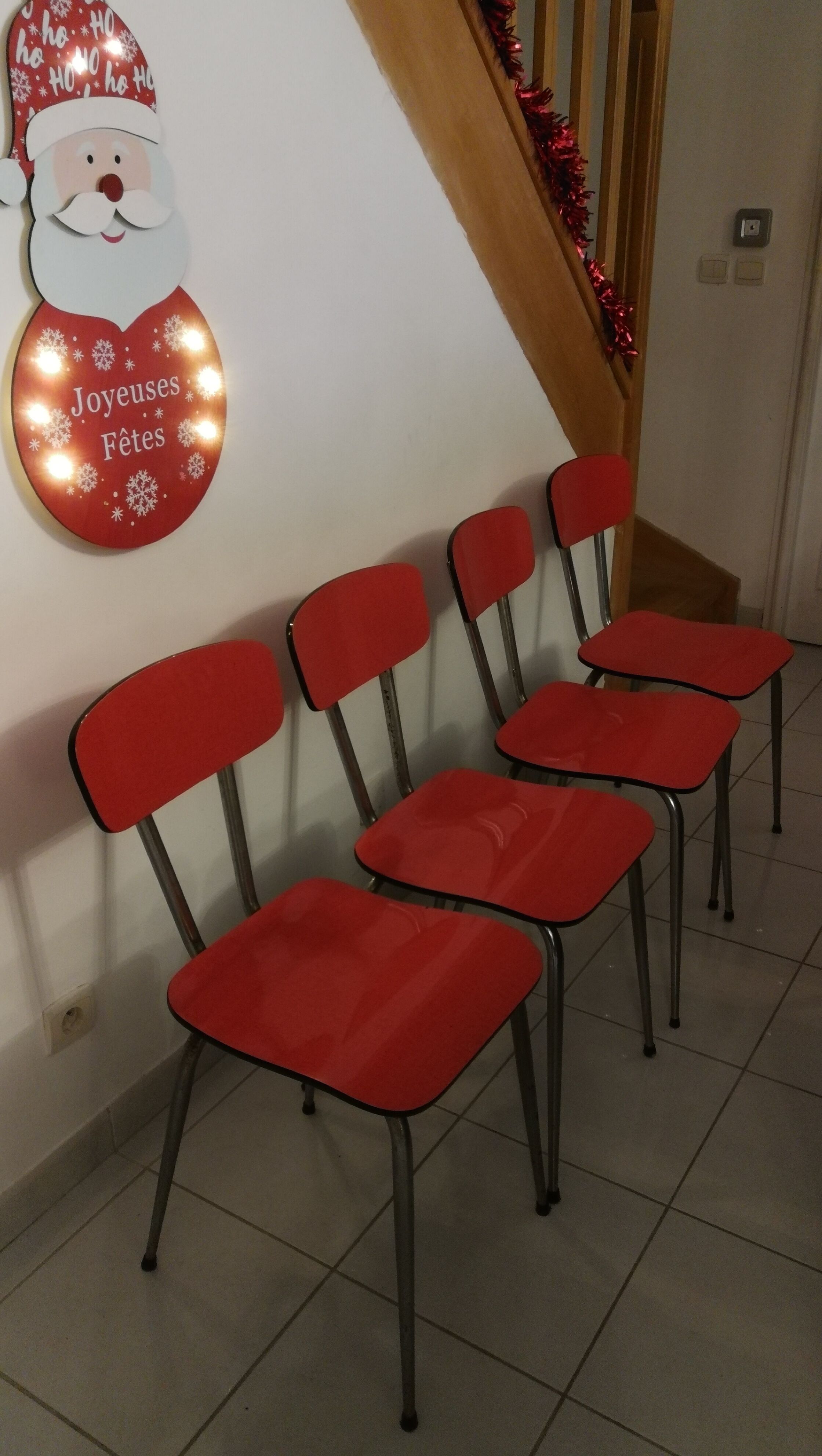 Lot de 4 chaises formica rouge