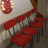 Set of 4 red formica chairs