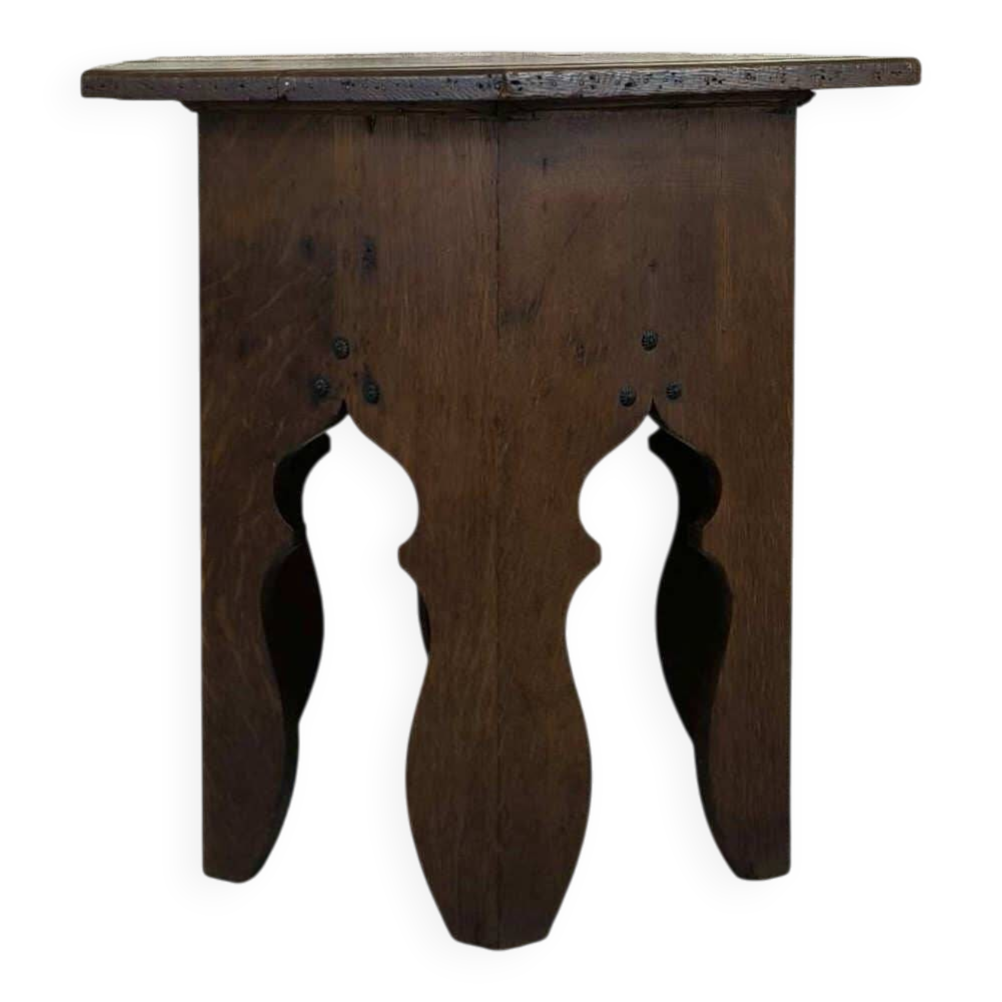 Vintage hexagonal side table in solid oak