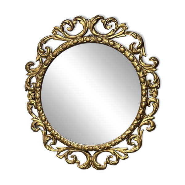 Miroir Rond Mural Vintage Orné Rococo Doré – Élégante Pièce XXe Siècle — Beyit
