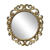 Vintage Round Wall Mirror Ornate Gold Rococo – Elegant 20th Century Piece