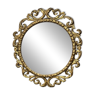 Miroir Rond Mural Vintage Orné Rococo Doré – Élégante Pièce XXe Siècle