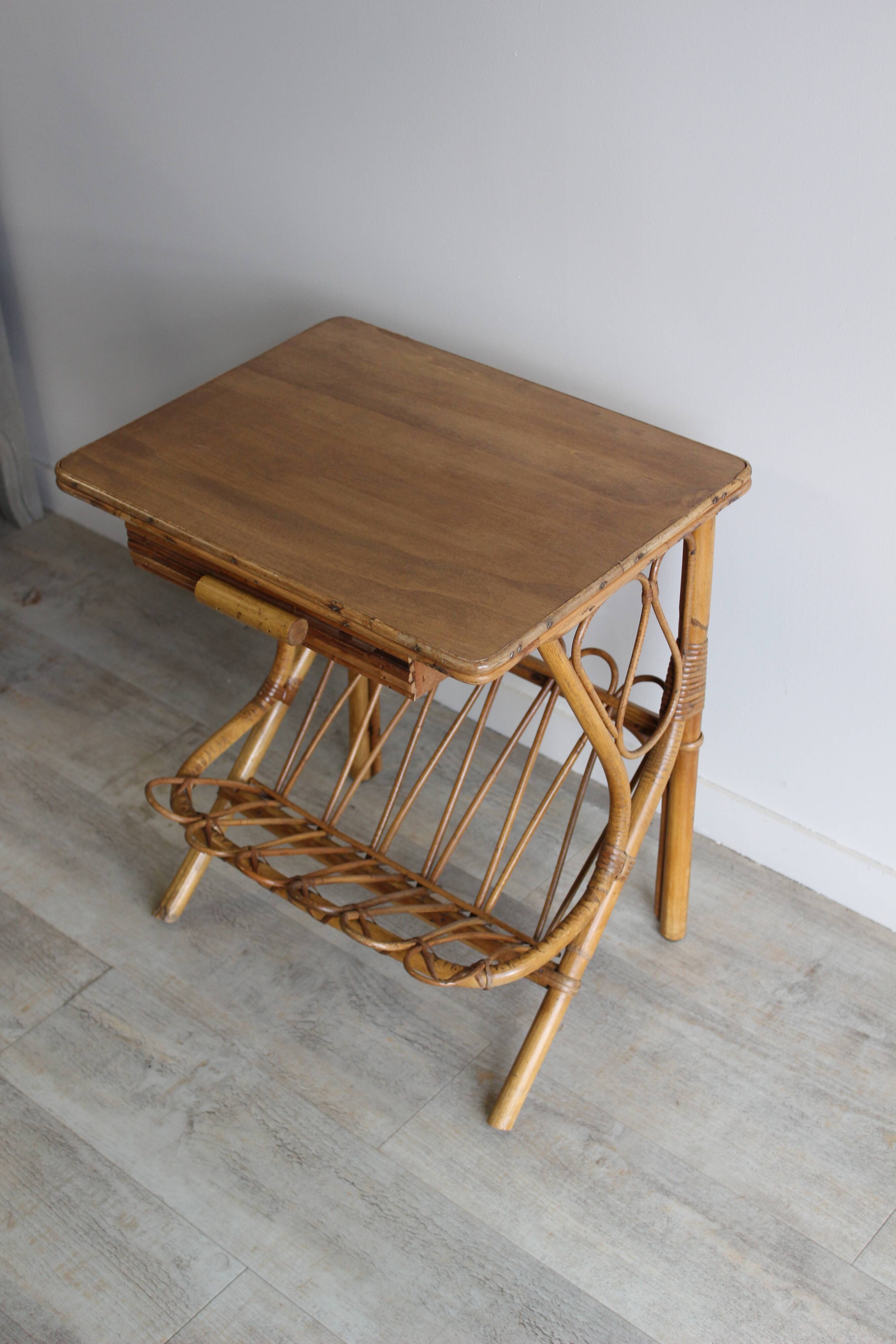 Rattan magazine table