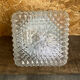 Square Ceiling Light Fixture, Vintage Moulded Glass + White Metal Support #