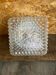 Square Ceiling Light Fixture, Vintage Moulded Glass + White Metal Support #