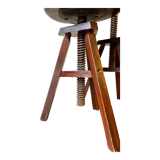 2 tripod stools with dark wood screws