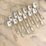 Series of 12 dessert spoons, silver metal