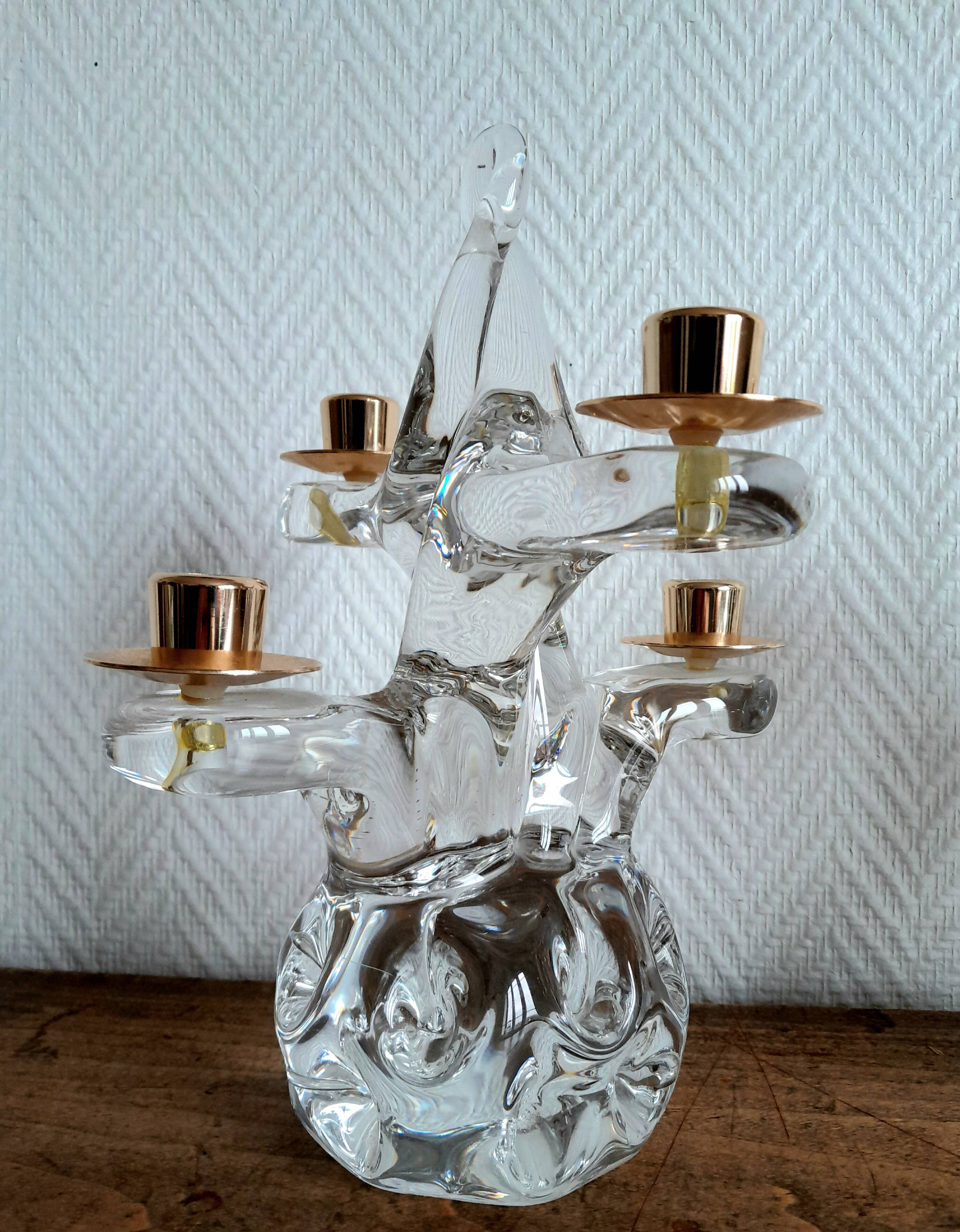 Paire de chandeliers cristal Schneider 1950