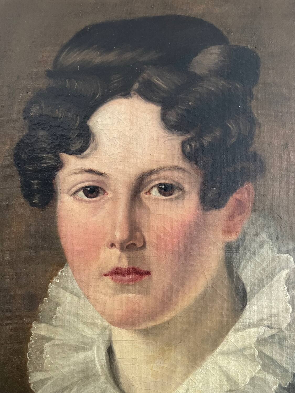 Oil on canvas, portrait of a woman around 1830
