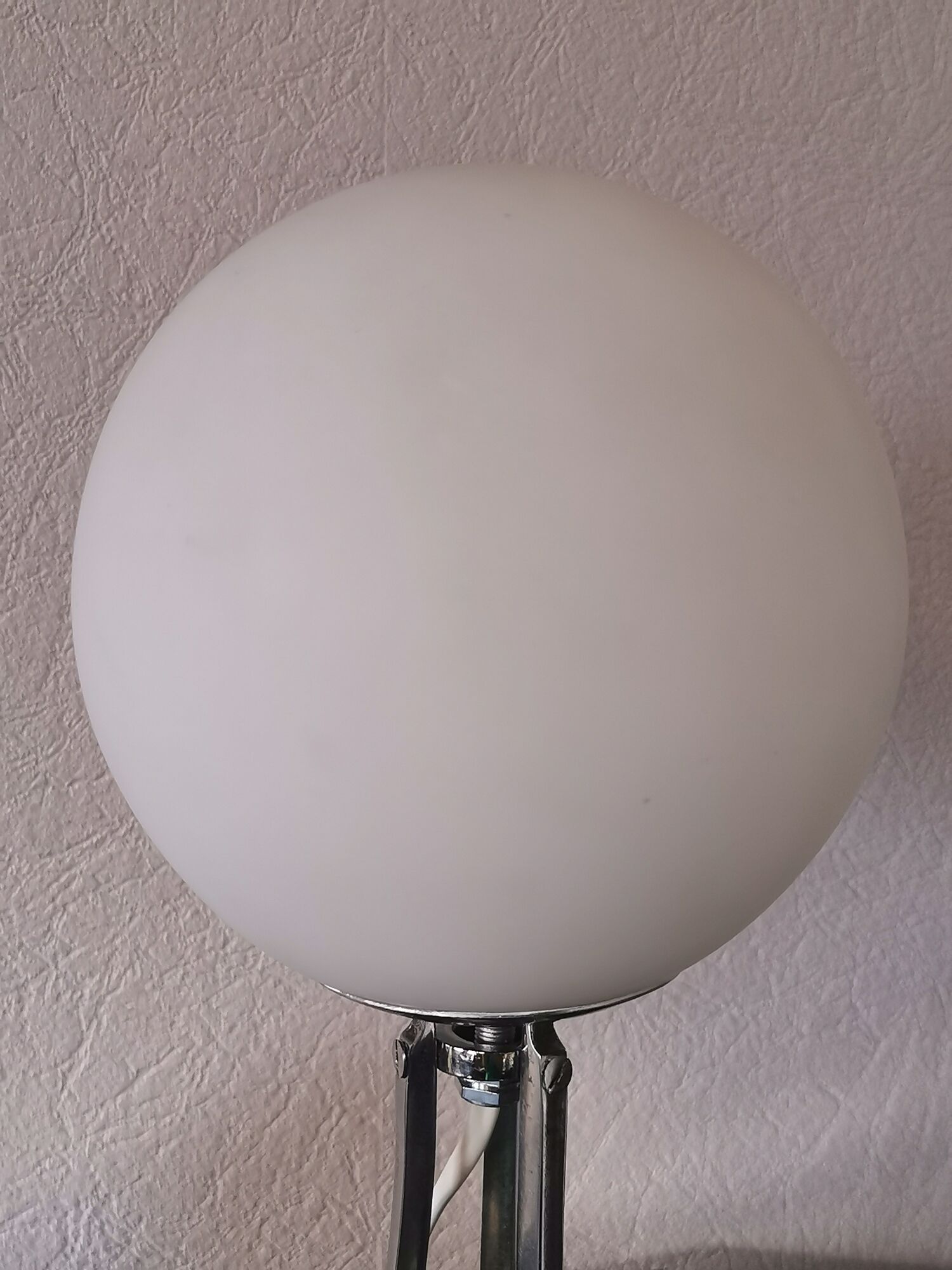 Lamp sphere of frosted glass, chrome steel, art deco, 1950