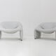Set of 2 Artifort Groovy M chairs F598 Pierre Paulin in leather