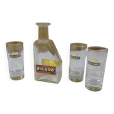 Carafe Ricard asymétrique et 3 verres tubes