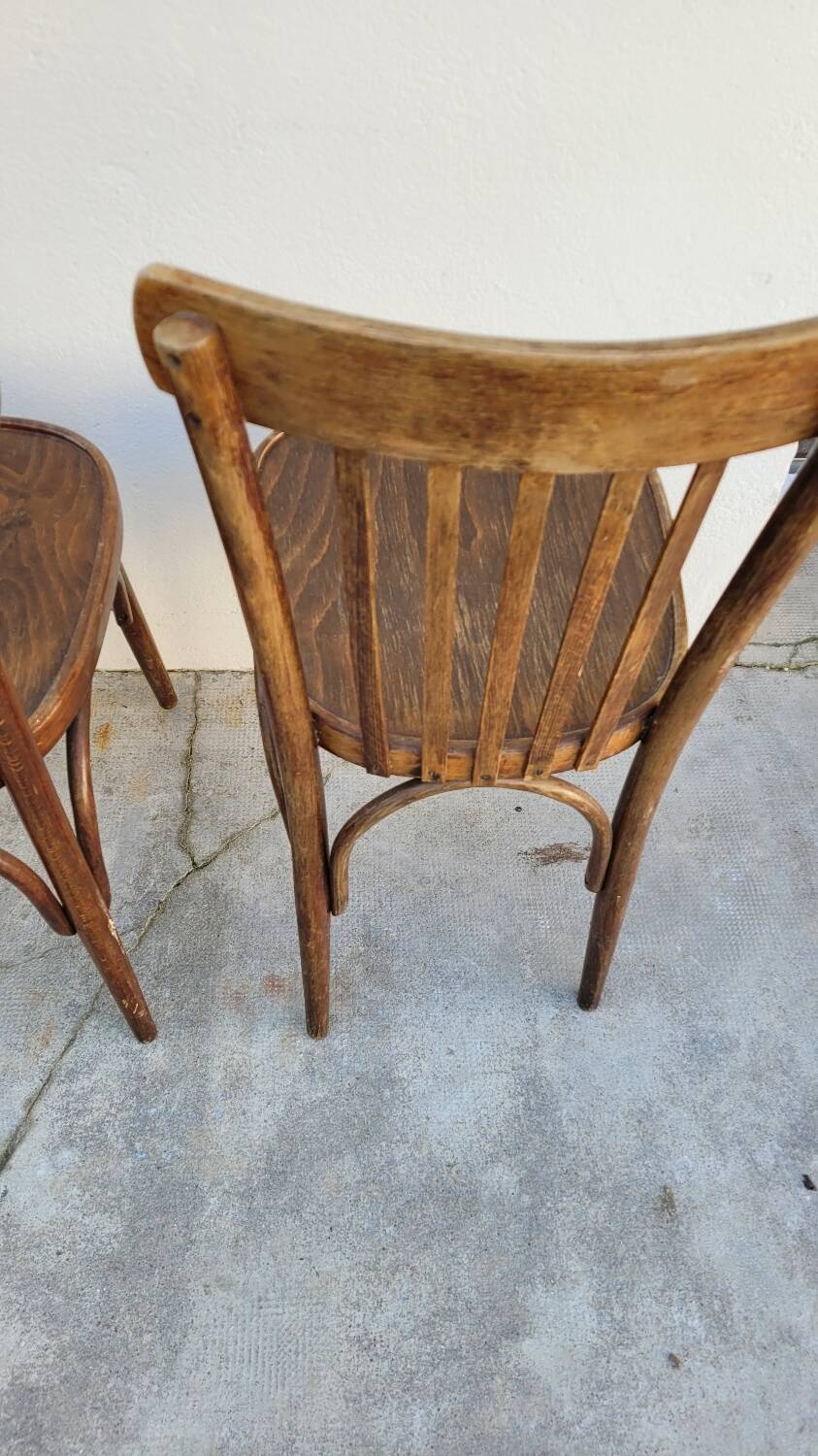 Set of 4 vintage Baumann style bistro restaurant chairs 1950s
